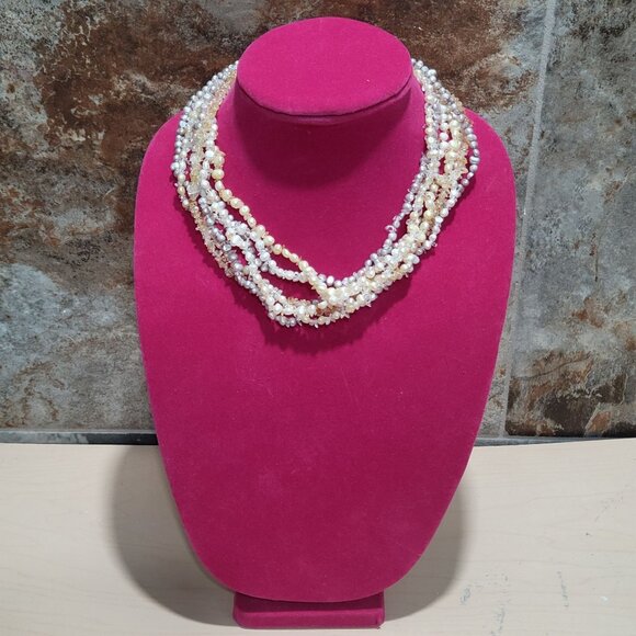 Multi Strand Pearls Beads Necklace - Picture 2 of 9